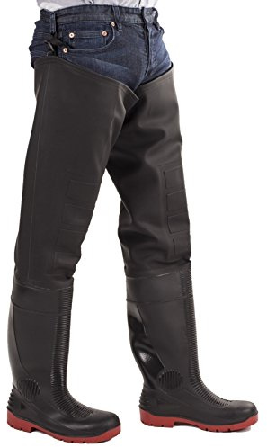 Amblers Herren Rhone Watstiefel, geht bis zu den Oberschenkeln (47 EU) (Schwarz/Rot)
