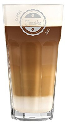 polar-effekt Bicchiere da latte macchiato da 480 ml, personalizzabile, per bevande come cappuccino, latte e Co con incisione, idea regalo per compleanno, motivo caffè time