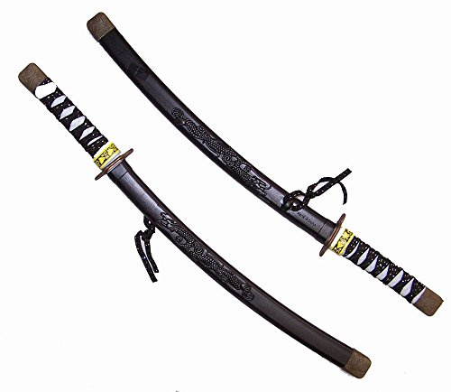 2 Black Color 24 Inch Plastic Dragon Ninja Toy Play Swords