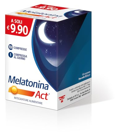 Melatonina Act 1mg, Integratore Alimentare a Base di Melatonina 1MG, Confezione da 150 Compresse