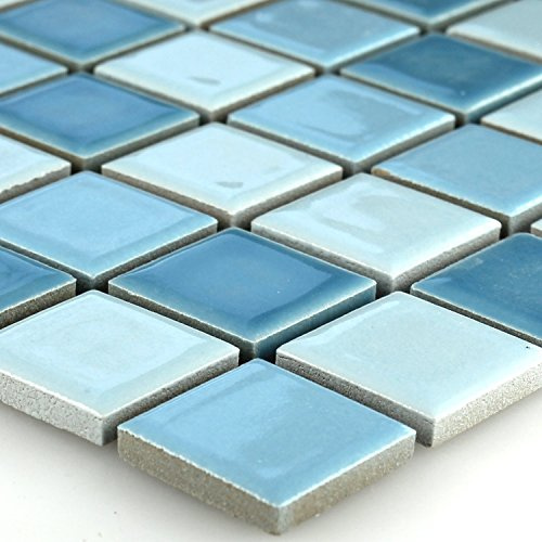 Keramik Mosaik Fliesen Mosaikfliese Blau Mix 25x25x5mm Wohnzimmer Küche Bad WC