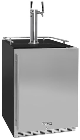 Kegco Kegerator 24 Wide Dual Tap Black/Stainless Steel Undercounter Beer Dispenser HK38BSU-2