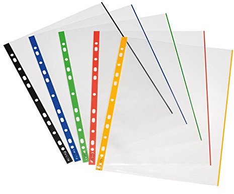 Herlitz 10914414 Prospekthülle A4 glasklar mit farbigem Rand 100er Packung, 0,07 mm