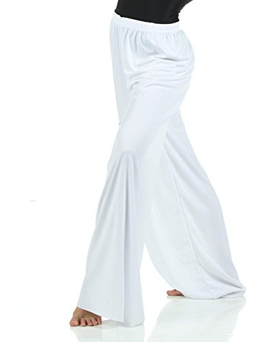 Danzcue Adult Pull-on Unisex Dance Pant, White, L-XL
