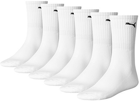 PUMA Unisex Sportsocken Cush Crew 6p Sportsocke, Weiß, 39-42 EU