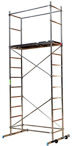BPS® Premium DIY Scaffold Tower | Lightweight Aluminium Design | Home Scaffolding | Easy Assembly | Tilt and Roll Wheels | 150kg Load Capacity | 5m Working Height