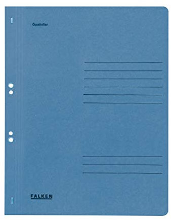 Original Falken 50er Pack Ösenhefter. Made in Germany. Aus Recycling-Karton mit ganzem Vorderdeckel, kaufmännische und Behördenheftung für DIN A4 blau Hefter Sammelmappe Blauer Engel