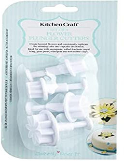 KitchenCraft Sweetly Does It Fondant-Ausstecher Blumen-Formen aus Kunststoff [4-teilig] - 12 x 17 x 22 cm - Weiß - Keksausstecher