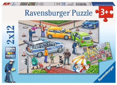 Ravensburger barnpussel - 07578 Med blått ljus på vägen - pussel för barn från 3 år och uppåt, med 2x12 bitar