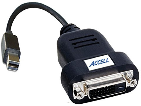 Accell mDP to DVI Adapter - Mini DisplayPort to DVI-D Single-Link Active Adapter - AMD Eyefinity Certified, 1920x1200 (WUXGA)
