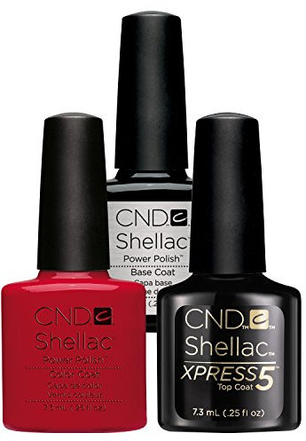 CND Shellac UV/LED Power Polish, Xpress5 Top/Base/Wildfire 7.3 ml - Pack of 3