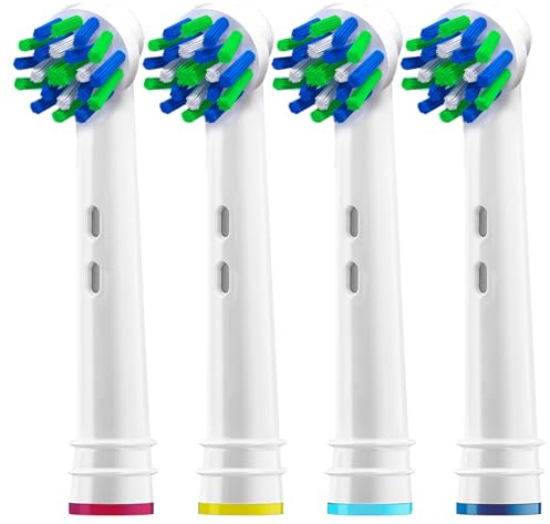 Alayna Replacement Brush Heads Compatible with Oral-B Braun – Pack of 4 Cross Bristle Electric Toothbrush Replacement Heads – Fits Most Oral-B Handles