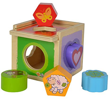 Eichhorn 100005800 - Eichhorn Schaflinie - Holzsteckbox, 7 teilig, 11,5x12,5x11cm, Motorikspiel, FSC 100%,