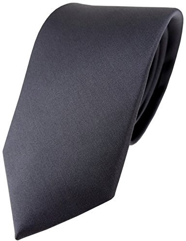TigerTie Satin Seidenkrawatte in anthrazit einfarbig Uni - Krawatte 100% Seide