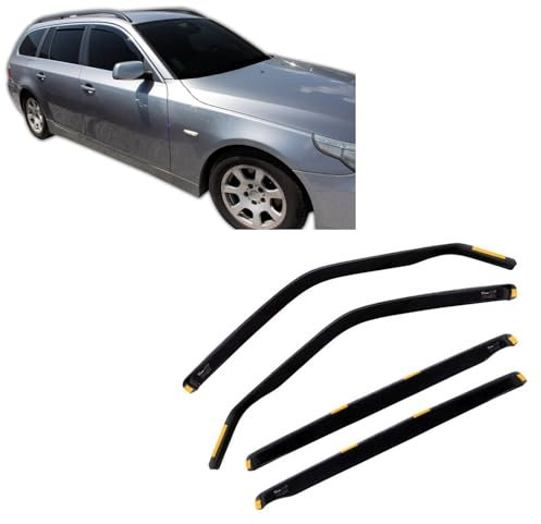 J&J AUTOMOTIVE | Windabweiser Passend Für 5 Series E61 Kombi 2003-2010, Heko Regenabweiser, Getönt, Set 4-Teilig, Vorne, Hinten, Aerodynamisch
