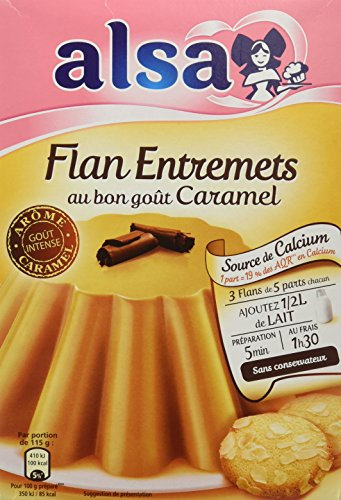 Alsa Préparation Flan Entremets Crème dessert Caramel 3 Sachets 180 g