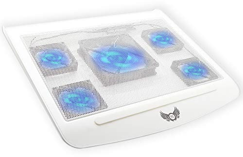 SKGAMES Notebook Laptop Kühler Gamer Kühlpad Ständer Kühlmatte Cooler Cooling Pad Unterlage für 10-17 Zoll, 5 x LED Lüfter, Weiß