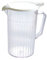Tableware White Pack of 6 x 1400ml Plastic Jug with Lid, Polycarbonate Plastic, Drinks, Water, Care Homes, Nursing, Bedside, Measuring, Medical, Home Use, Picnics, BBQ, Virtually Unbreakable.