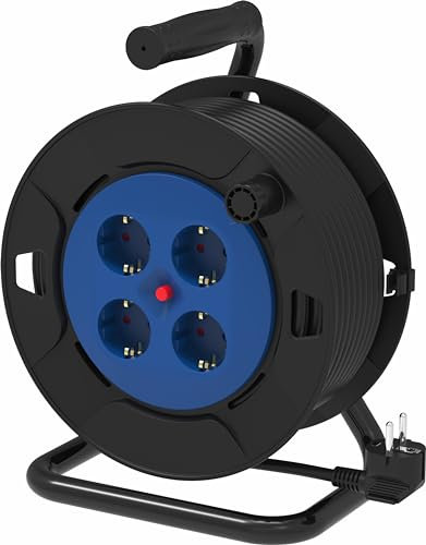 Silver Electronics - Enrollacables multienchufe de 4 tomas. Cable de 50m. IP20 Potencia: 3.000W