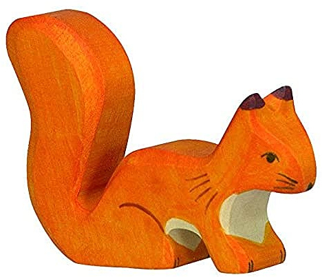 Holztiger stående ekorre träfigur (orange)
