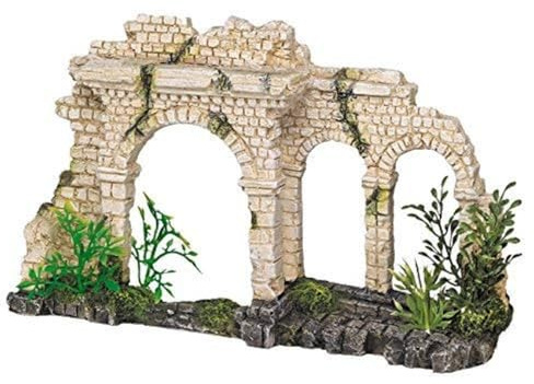 Nobby - Décoration pour aquarium - Avec plantes - Mur et arches - 25 x 6,5 x 15 cm