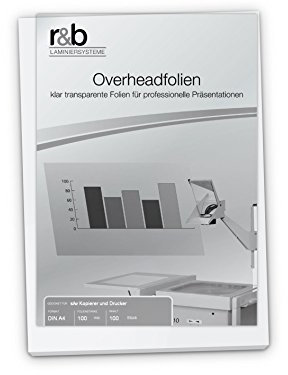 Kopierfolie, Overheadfolie DIN A4, 100 Mic, für s/w Kopierer und Drucker, antistatisch, runde Ecken, 100 Stück