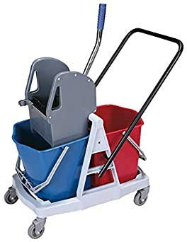 Cubo de fregado Clim Profesional con Doble Cubo de 24 litros y Prensa. Carro Profesional con Ruedas y Robusta Estructura para Uso en limpiezas Profesionales