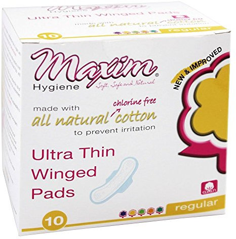 Maxim Hygiene Natural Cotton Ultra Thin Winged Pads Daytime - 10 Pads by Maxim Hygiene Products