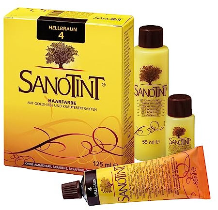 Sanotint - Haarfarbe Nr. 04 „Hellbraun“ - 1x 125 ml - Naturnahe Haarfarbe mit wertvollen pflanzlichen Wirkstoffen - Mit Goldhirse, Traubenblätterextrakt, Olivenextrakt und Birkenextrakt