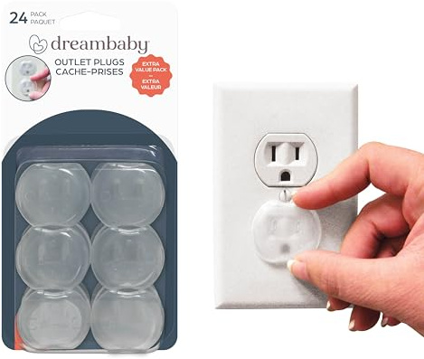 Dreambaby Plastic Baby Safety Outlet Plug Covers - 24 Pack - Outlet Covers Baby Proofing