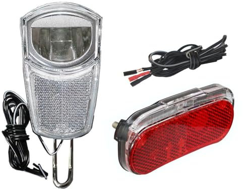 BDCP Fahrrad Nabendynamo Beleuchtungsset 4,UN-4268 LED-Scheinwerfer, Rücklicht und Kabel