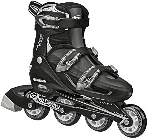 Roller Derby V-Tech 500 Adjustable Performance Inline Skates for Men, Women, Kids, Teens, Large (6-9), Black