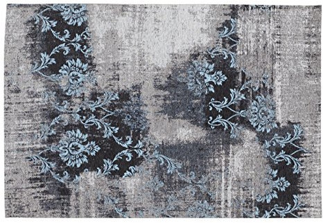 REAL ROSE Vintage Patchwork Velour Teppich in grau-blau, Größe: 40x60 cm