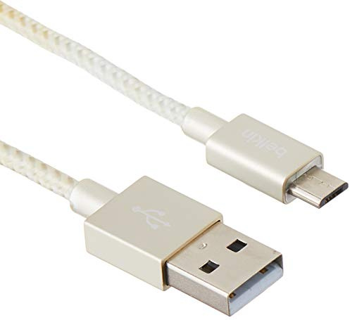 Belkin Premium MixIt Charge and Sync USB to Micro-USB Braided Tangle Free Cable with Aluminium Connectors - White