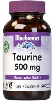 Bluebonnet Taurine 500 mg Vitamin Capsules, 50 Count