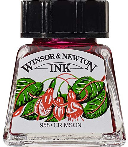 Winsor & newton drawing ink 14ml crimson, 3.8 x 3.8 x 5 cm