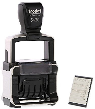 Trodat Professional Datumstempel 5430/L, EINGEGANGEN - BEZAHLT - GEBUCHT, blau-rot