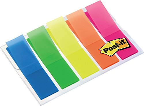 Post-it Index Haftstreifen, Mini, Transluzente Farben, 100 Haftstreifen (11,9 x 43,2 mm) Blau, Grün, Gelb, Orange, Pink - Zum Hervorheben Wichtiger Informationen