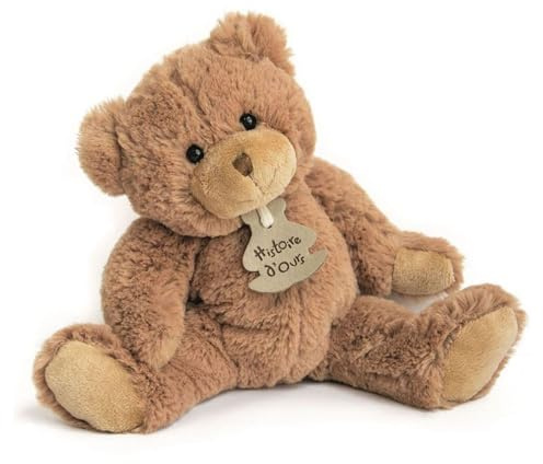 HISTOIRE D'OURS - Peluche Ours Doux - Beige - 25 cm - Collection Calin'ours - Doudou Mignon et Confortable - Avec Boîte Cadeau Élégante - Idée Cadeau Naissance et Anniversaire - HO1155