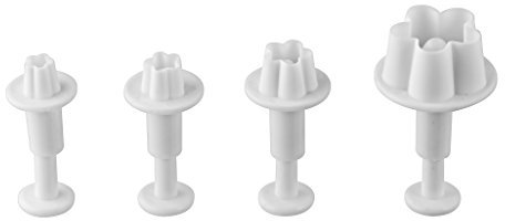 Dr. Oetker Dekorausstecher 4er Blume, Ausstechformen für die ganze Jahreszeit, Ausstecher für Marzipan und Fondant - spülmaschinengeeignet (Farbe: Weiß), Menge: 1 x 4er Set