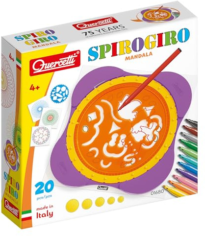 Quercetti Spirogiro Mandala, Spiral Designer, Kits de Loisirs Créatifs, Jouet Fille 4 Ans -12 Ans, Dessin Enfant, Jeu Éducatif Loisir Créatif, Activité Manuelle Enfant, Motricité Fine, Made in Italy
