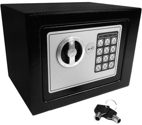 Hyfive Safebox For Home, High Security Steel small home Office Digital Electronic Safe Box with Two Keys Small Value Safe with Digital Keypad for Extra Security