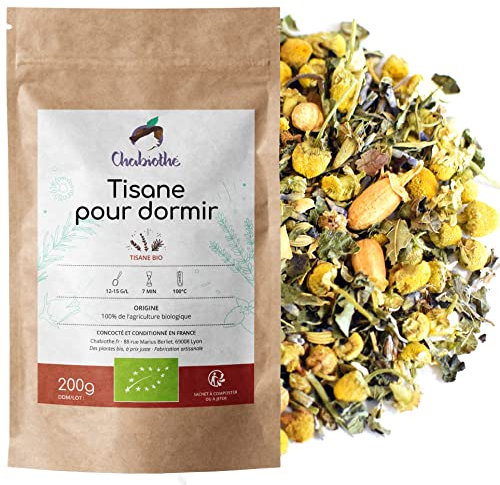 Chabiothé - Tisane aux plantes pour dormir BIO 200g - avec camomille, mélisse, lavande... infusion fabriqué en France