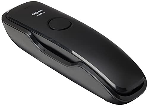 Gigaset DA210 - Teléfono con cable elástico - Espacio para 10 entradas de marcación rápida - Rellamada - Compatible con audífonos - Melodía y volumen del timbre ajustables - Color Negro