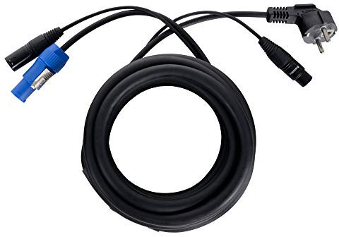 Pronomic Stage EUPPX-5 Hybridkabel Euro/Powerplug/XLR - Länge: 5 m - Kombi-Kabel für Aktiv-Lautsprecher - Stromversorgung und Signal in einem - Powercon/Schuko-kompatibel - schwarz