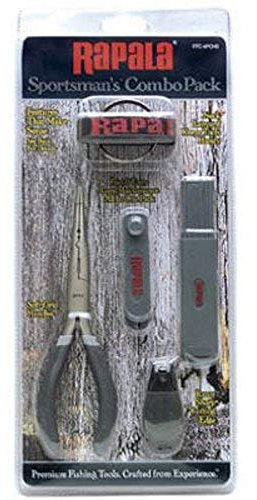 Rapala Unisex-Adult Fisherman's Combo Pack-Angelzubehör mit 16 cm Fischerzange, Fishing Clipper, Jig Buster und Hook Sharpener – Angelsachen mit Hakenlöser und Angel Zange-Schwarz/Grau, Standard