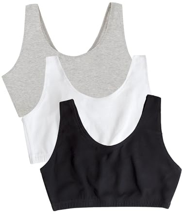 Fruit of the Loom Women's Built Up Tank Style Sports Bra, Black/White/Heather Grey/Black/White/Heather Grey, 36