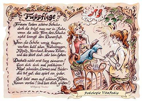 Die Staffelei Geschenk Fußpflege/Witziges Gedicht mit liebevoller Zeichnung auf hochwertigem Papier/besondere Geschenkidee für die Fußpflegerin
