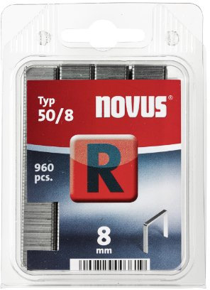 Novus Flachdrahtklammern mit 8 mm Länge, 960 Klammern, Typ 50/8, zur Befestigung von Folien, Etiketten, Papier und Pappe
