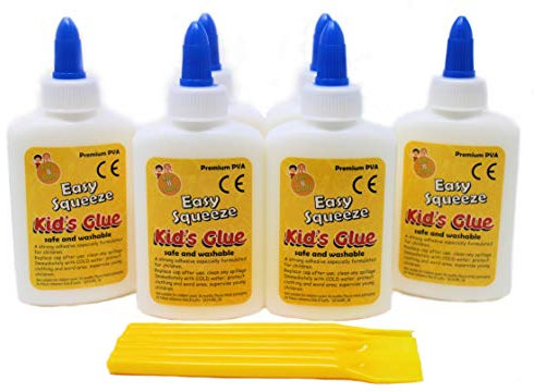 PVA Glue for Crafting & Slime – Kids Glue and Washable White School Adhesive with 12 Spreaders – 12 × 50ml Bottles – Kids B Crafty